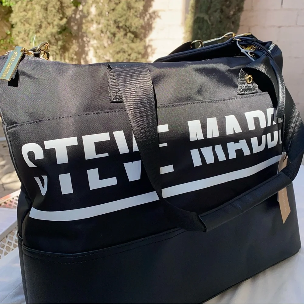 NWT STEVE MADDEN WOMAN BAG LARGE/BIG BLACK WHITE COLOR - Picture 3 of 8